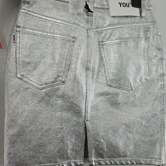 MSGM Coated Metallic Silver Mini Skirt 10 Concert Festival *read* - Picture 7 of 16